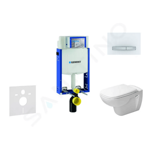 Geberit Kombifix Modul pro závěsné WC s tlačítkem Sigma50, alpská bílá + Duravit D-Code - WC a sedátko, Rimless, SoftClose 110.302.00.5 NH8