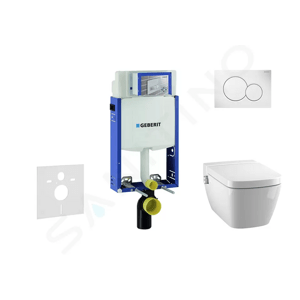 Geberit Kombifix Modul pro závěsné WC s tlačítkem Sigma01, alpská bílá + Tece One - sprchovací toaleta a sedátko, Rimless, SoftClose 110.302.00.5 NT1