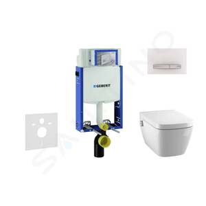 Geberit Kombifix Modul pro závěsné WC s tlačítkem Sigma50, alpská bílá + Tece One - sprchovací toaleta a sedátko, Rimless, SoftClose 110.302.00.5 NT8