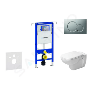 Geberit Duofix Modul pro závěsné WC s tlačítkem Sigma01, matný chrom + Duravit D-Code - WC a sedátko, Rimless, SoftClose 111.355.00.5 NH3