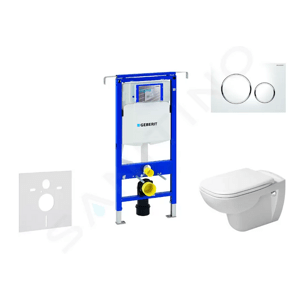 Geberit Duofix Modul pro závěsné WC s tlačítkem Sigma20, bílá/lesklý chrom + Duravit D-Code - WC a sedátko, Rimless, SoftClose 111.355.00.5 NH4