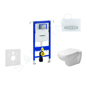 Geberit Duofix Modul pro závěsné WC s tlačítkem Sigma50, alpská bílá + Duravit D-Code - WC a sedátko, Rimless, SoftClose 111.355.00.5 NH8