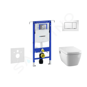 Geberit Duofix Modul pro závěsné WC s tlačítkem Sigma30, bílá/lesklý chrom + Tece One - sprchovací toaleta a sedátko, Rimless, SoftClose 111.355.00.5 NT5