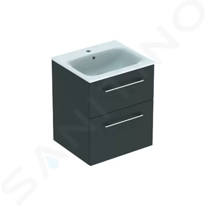 Geberit Selnova Square Umyvadlová skříňka 635x538x480 mm, s umyvadlem, 2 zásuvky, lávová mat 501.233.00.1
