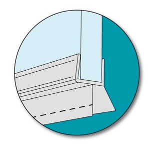 Eco produkty Spodní universální trhací těsnění na sprchové dveře (okapnička), na sklo 6 - 8 mm, délka 1000 mm, výška břitu 15/20 mm (23015)