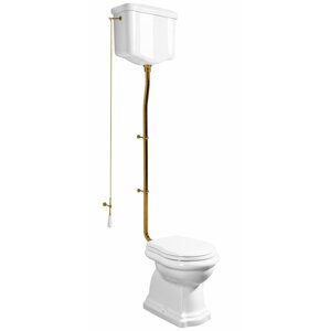 Kerasan RETRO WC mísa s nádržkou, spodní odpad, bílá-bronz - SET(101001/1 ks, 108001/1 ks, 754593/1 ks, 757393/1 ks)